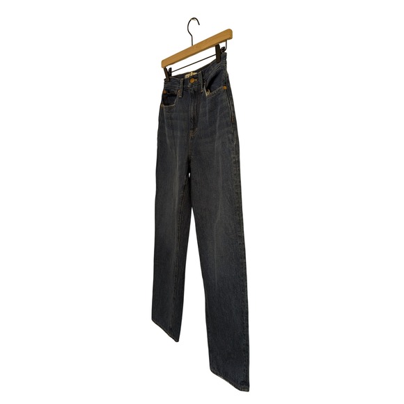Madewell‎ Baggy Straight Jeans Slouchy Rigid Denim Hemp Dark Worn Indigo Wash 25 - Picture 4 of 9